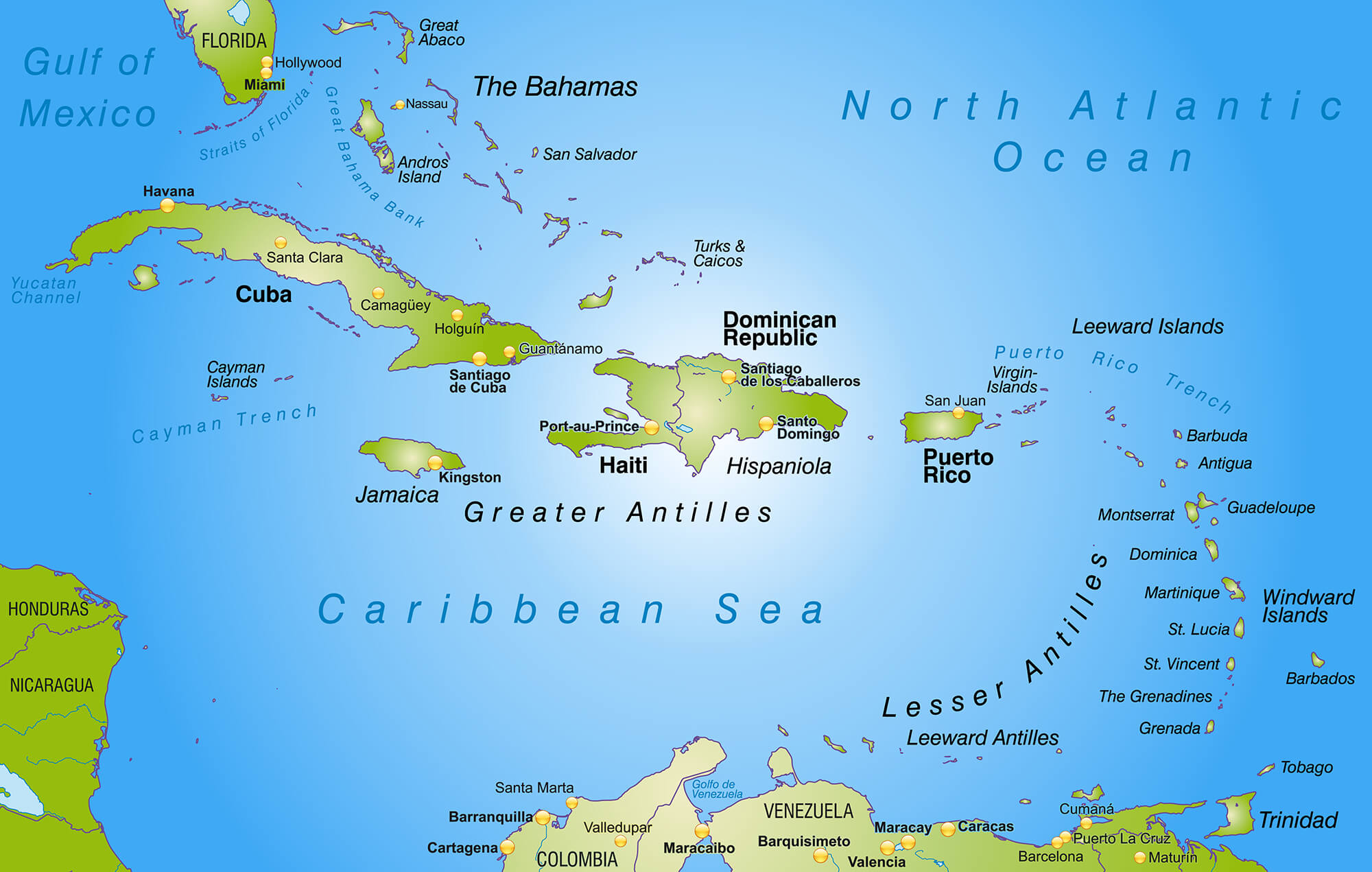 Full Map Of Caribbean Islands